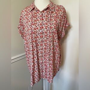 Jane And Delancey Pintuck Floral Blouse XL